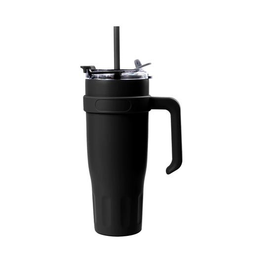 Double Wall Steel Tumbler Cup with Handle Lid Straw